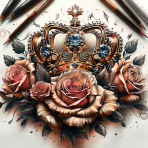 crowns-and-diamonds tattoo design ideas clean shape glitter effect for back of neck