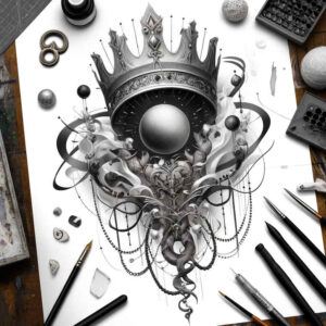 crowns-and-diamonds tattoo design ideas subtle shape glitter effect for shin