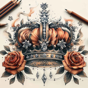 crowns-and-diamonds tattoo design ideas no shading high contrast for arm