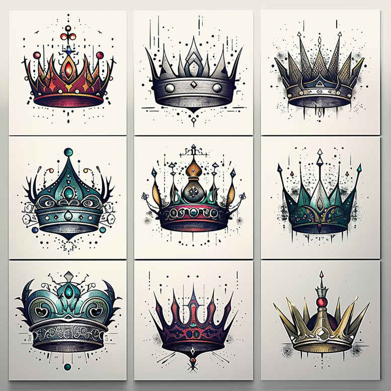 crowns-and-diamonds tattoo design ideas mini ink high contrast for behind ear