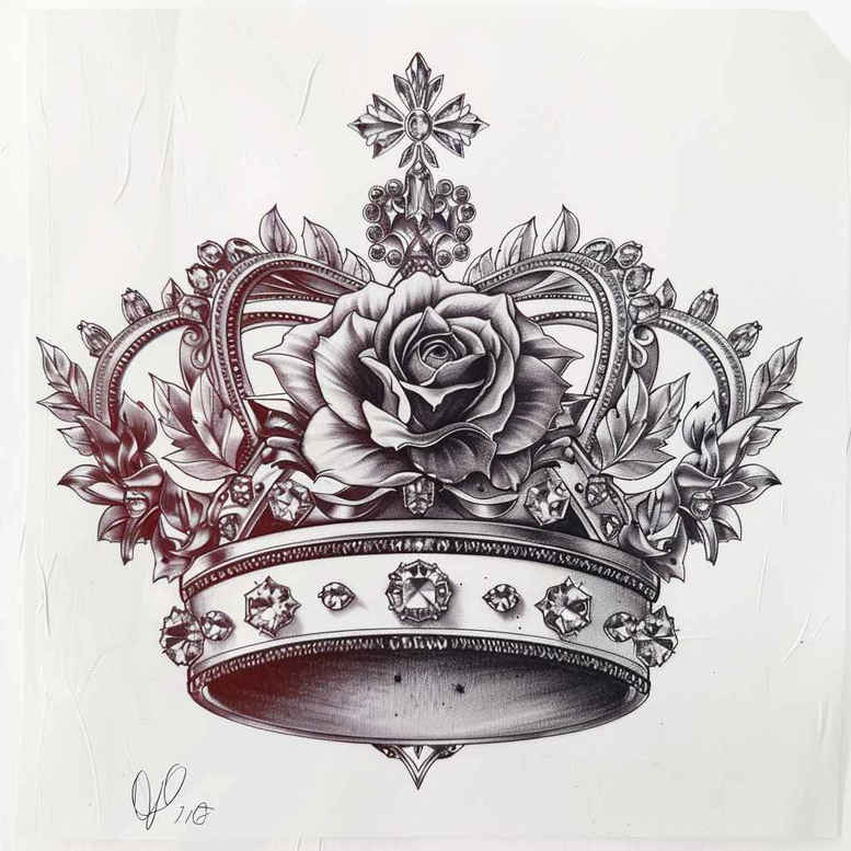 crowns-and-diamonds tattoo design ideas ultra-thin high contrast for upper back
