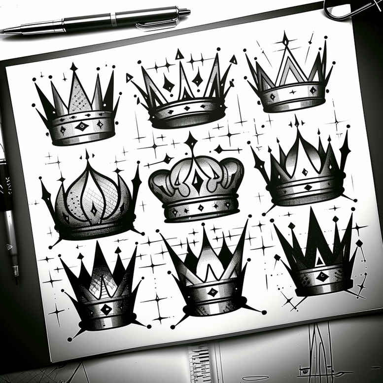 crowns-and-diamonds tattoo design ideas pure shape high contrast for upper back