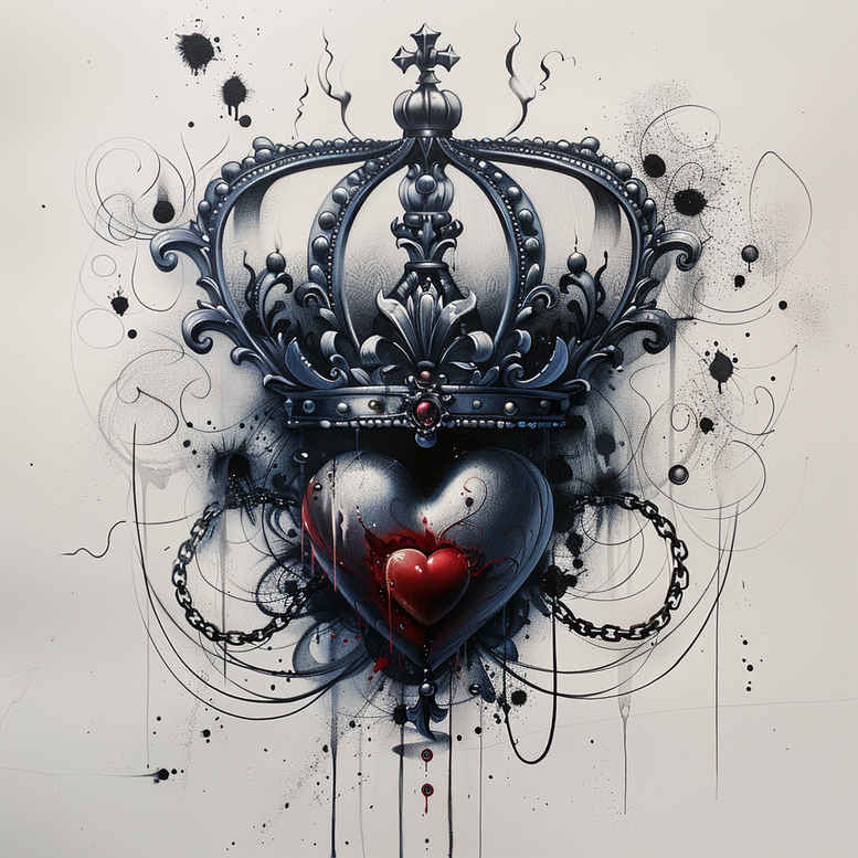crowns-and-diamonds tattoo design ideas thin script high contrast symbol of endurance