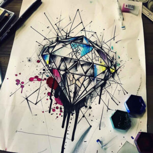 crowns-and-diamonds tattoo design ideas single dot high contrast symbolising endurance