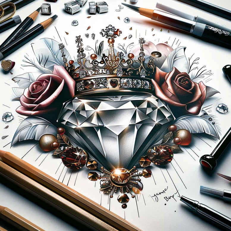 crowns-and-diamonds tattoo design ideas subtle shape intricate patterns courage and power
