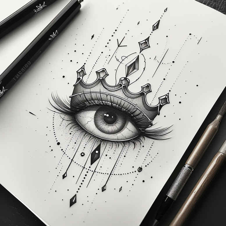 crowns-and-diamonds tattoo design ideas ultra-thin intricate patterns shows strength