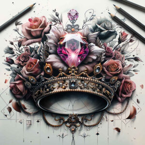crowns-and-diamonds tattoo design ideas airy touch intricate patterns symbol of determination