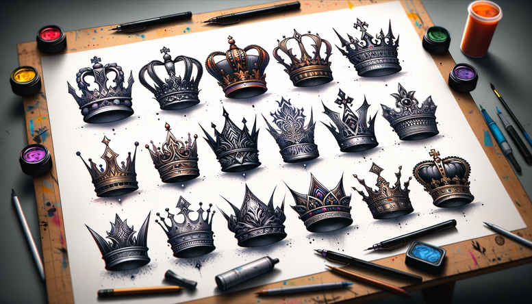 crowns-and-diamonds tattoo design ideas precise intricate patterns symbolising resilience