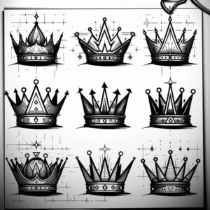crowns-and-diamonds tattoo design ideas soft touch jewel tones for biceps