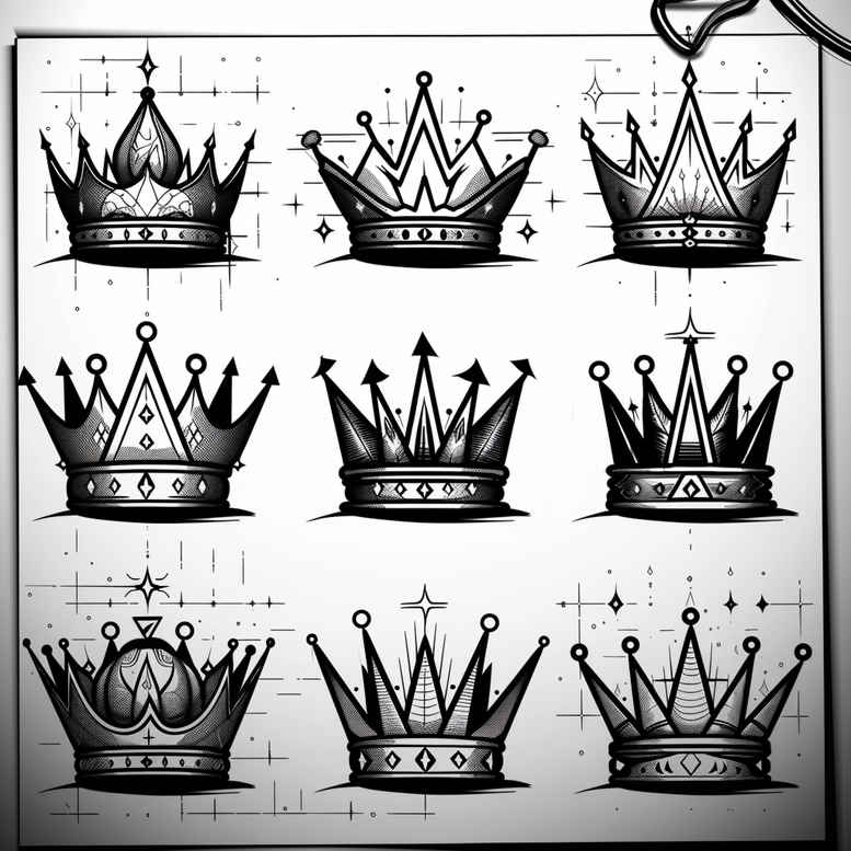 crowns-and-diamonds tattoo design ideas soft touch jewel tones for biceps