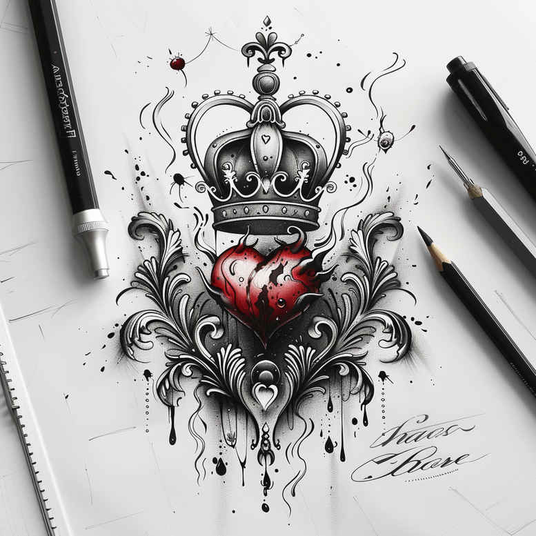 crowns-and-diamonds tattoo design ideas negative space jewel tones for fingers