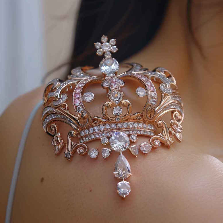 crowns-and-diamonds tattoo design ideas thin script jewel tones for upper back