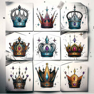 crowns-and-diamonds tattoo design ideas no background jewel tones shows endurance