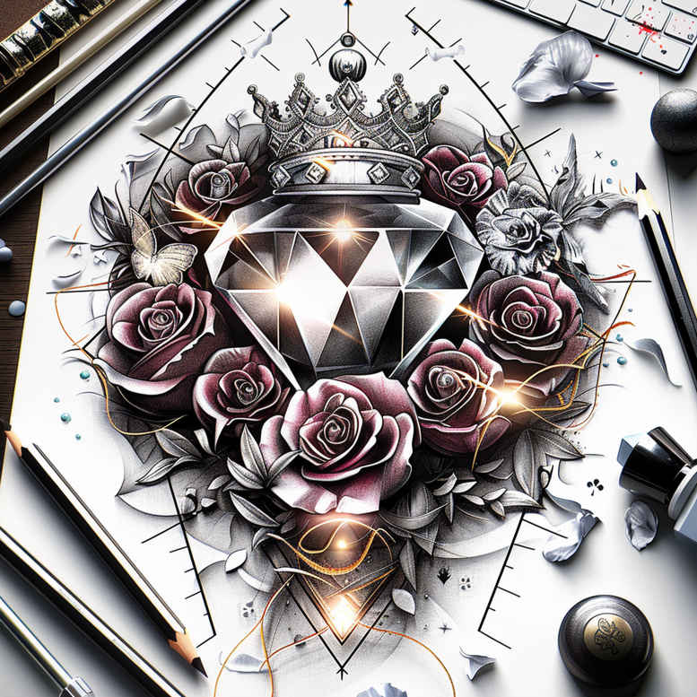 crowns-and-diamonds tattoo design ideas point minimal jewel tones symbolising perseverance