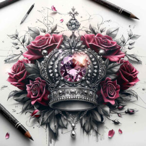 crowns-and-diamonds tattoo design ideas clean stroke jewel tones symbolising strength