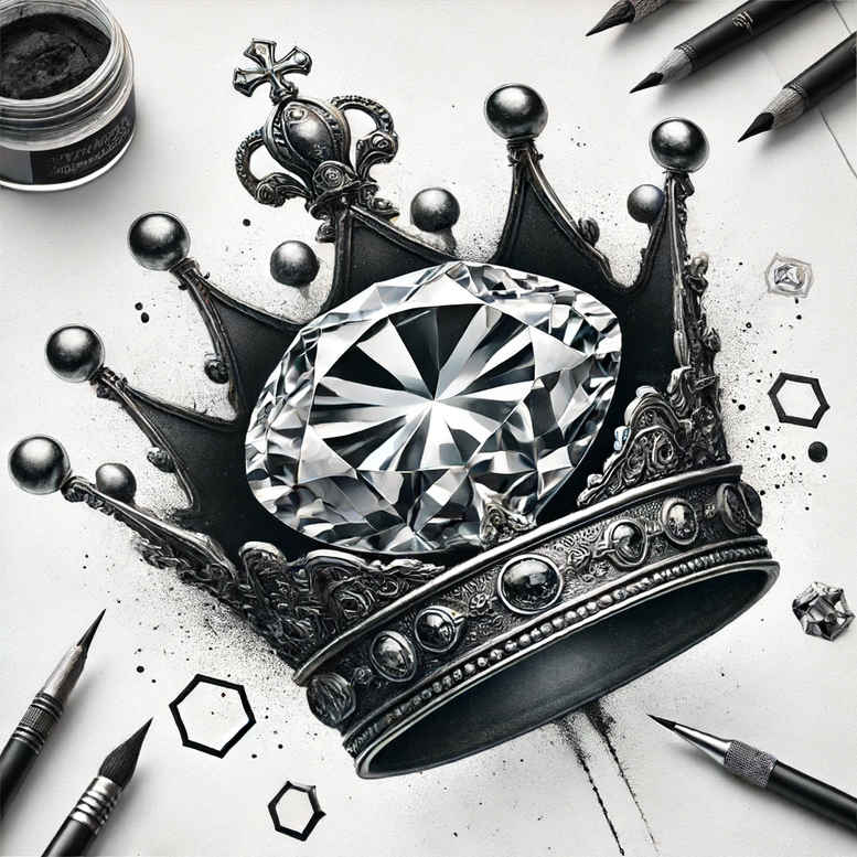 crowns-and-diamonds tattoo design ideas soft curve luxurious design for back of neck