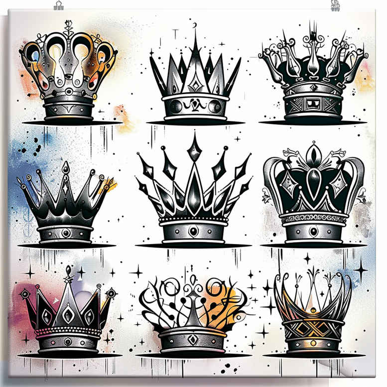 crowns-and-diamonds tattoo design ideas soft touch luxurious design for calf