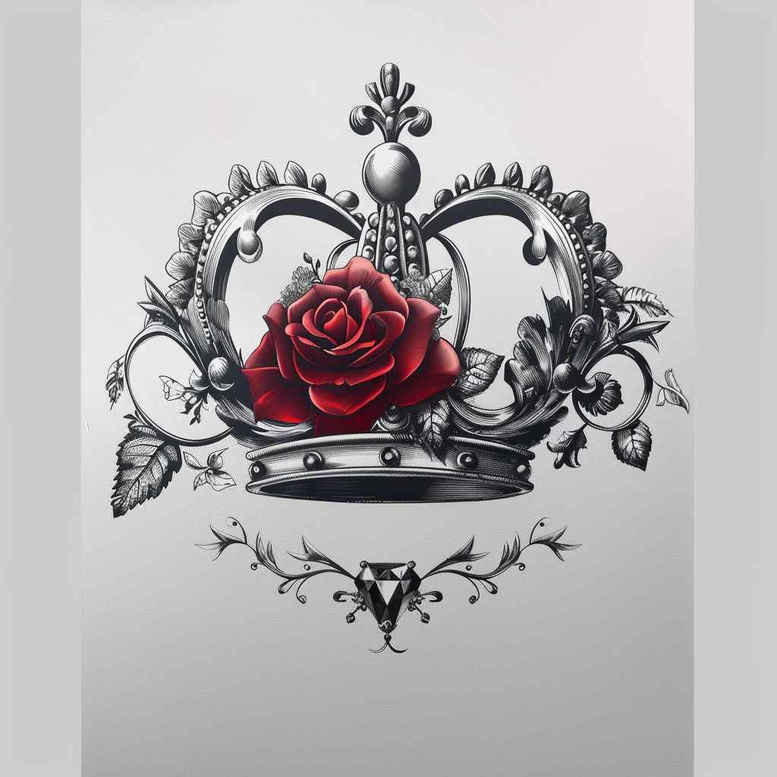 crowns-and-diamonds tattoo design ideas clean shape luxurious design for calf