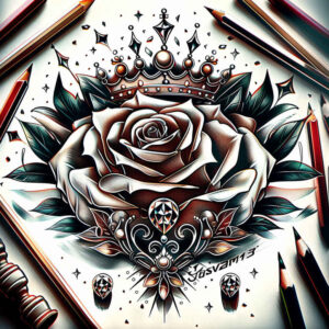 crowns-and-diamonds tattoo design ideas subtle shape luxurious design for lower leg