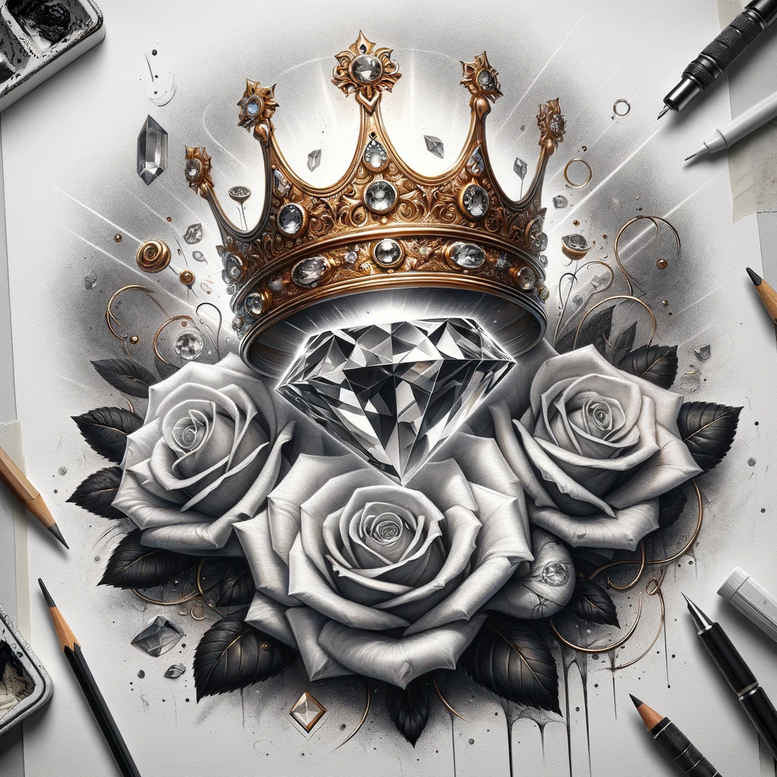 crowns-and-diamonds tattoo design ideas little tattoo luxurious design strength and power