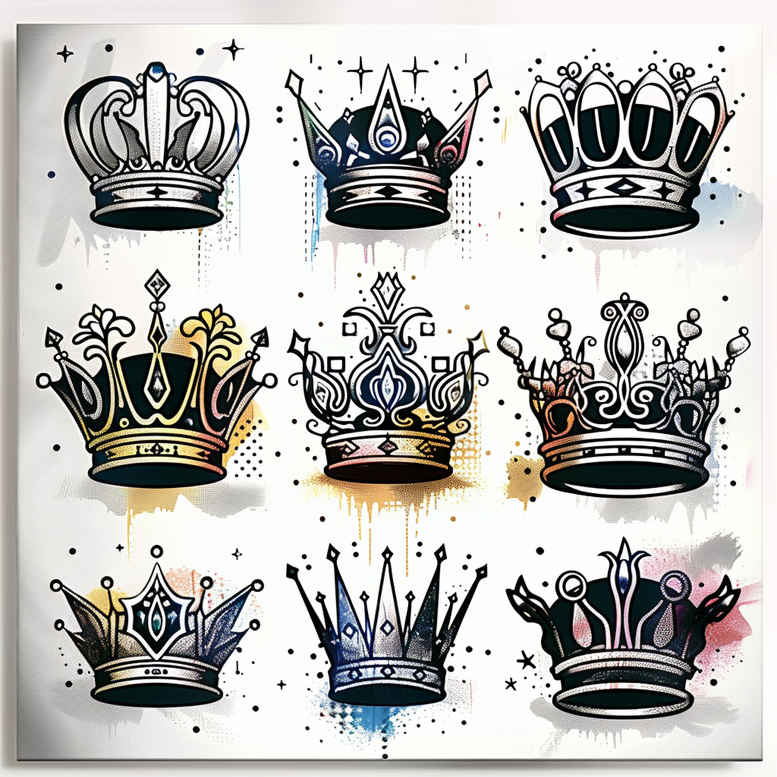 crowns-and-diamonds tattoo design ideas slender luxurious endurance and power