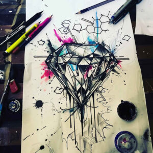 crowns-and-diamonds tattoo design ideas essential lines luxurious for side