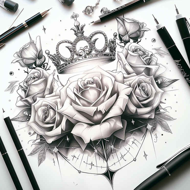 crowns-and-diamonds tattoo design ideas unembellished luxurious stands for perseverance