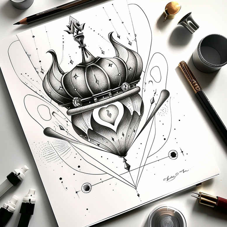 crowns-and-diamonds tattoo design ideas clear-cut majestic for lower back