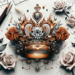 crowns-and-diamonds tattoo design ideas elemental majestic for upper chest