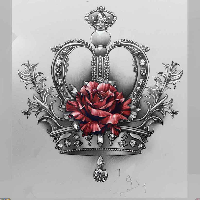 crowns-and-diamonds tattoo design ideas plain tattoo ornamental for calf