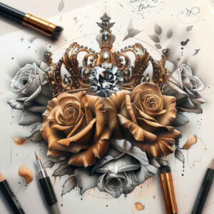 crowns-and-diamonds tattoo design ideas discreet mark ornamental for upper chest