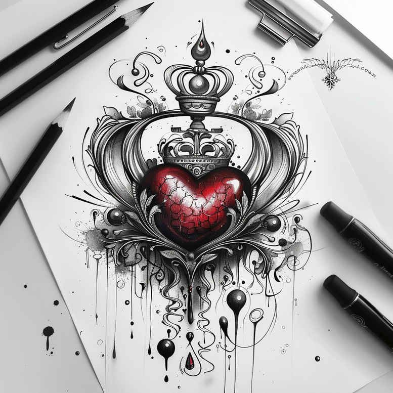crowns-and-diamonds tattoo design ideas short stroke ornamental perseverance and power