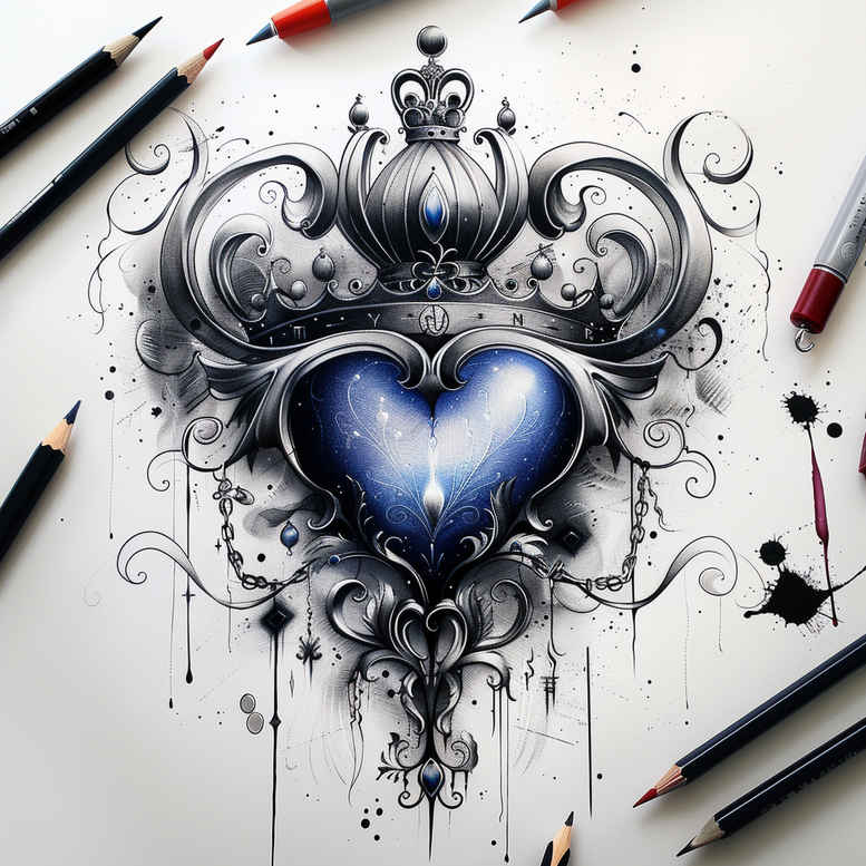 crowns-and-diamonds tattoo design ideas micro design ornate for biceps