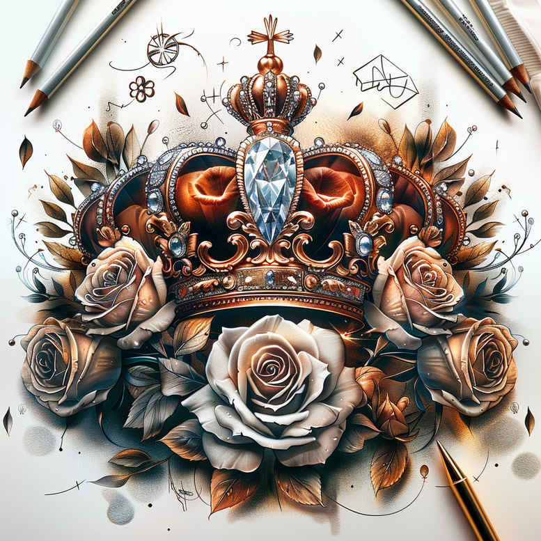 crowns-and-diamonds tattoo design ideas bare ornate for forearm