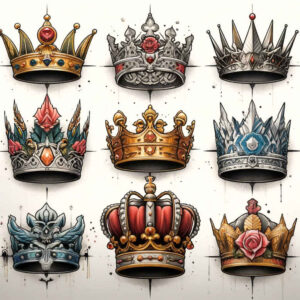 crowns-and-diamonds tattoo design ideas clean shape ornate for shoulder blade