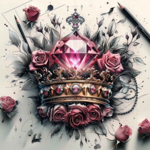 crowns-and-diamonds tattoo design ideas abstract ornate for wrist side
