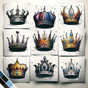 crowns-and-diamonds tattoo design ideas basic ornate symbol of courage