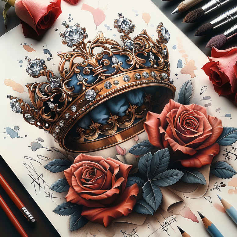 crowns-and-diamonds tattoo design ideas point minimal ornate symbolising perseverance