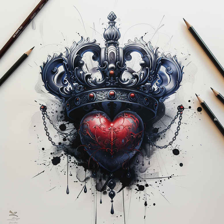 crowns-and-diamonds tattoo design ideas open space polished meaning strength
