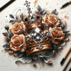 crowns-and-diamonds tattoo design ideas pure outline polished symbol of endurance