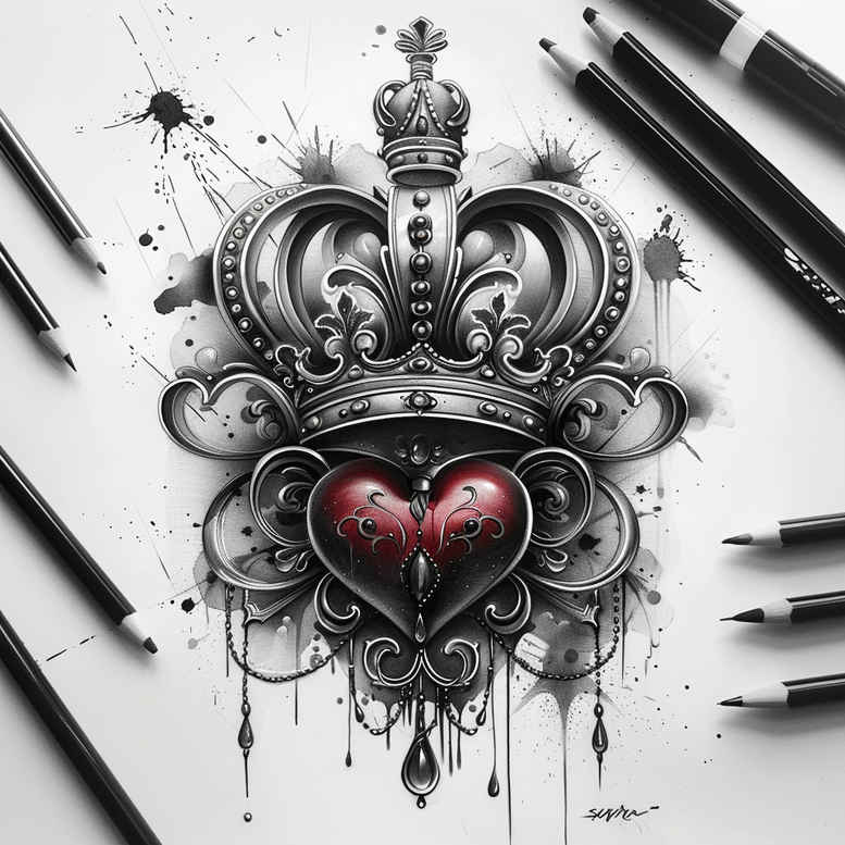 crowns-and-diamonds tattoo design ideas small detail power symbol for back