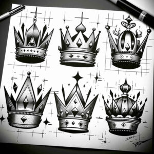 crowns-and-diamonds tattoo design ideas quiet art power symbol for back shoulder
