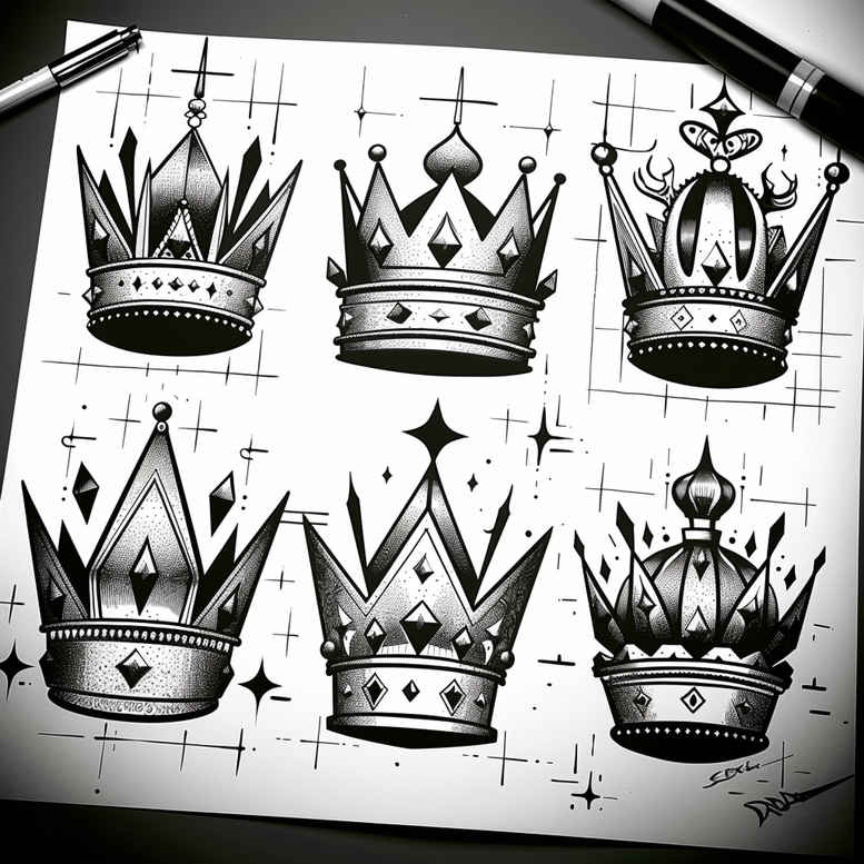 crowns-and-diamonds tattoo design ideas quiet art power symbol for back shoulder