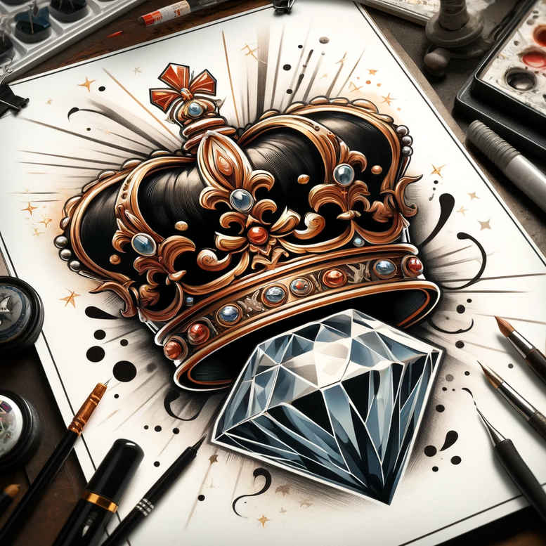 crowns-and-diamonds tattoo design ideas modest power symbol meaning determination