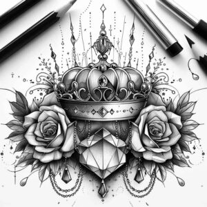 crowns-and-diamonds tattoo design ideas essential lines power symbol represents resilience