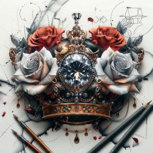 crowns-and-diamonds tattoo design ideas concise power symbol shows determination