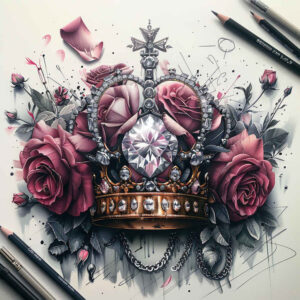crowns-and-diamonds tattoo design ideas symbol mark precious for upper back