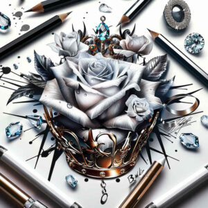 crowns-and-diamonds tattoo design ideas pure motif precious for upper thigh
