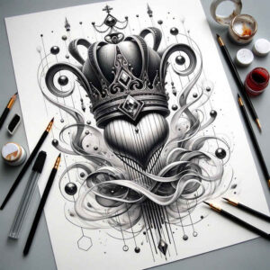 crowns-and-diamonds tattoo design ideas whisper line precious stone motifs for biceps