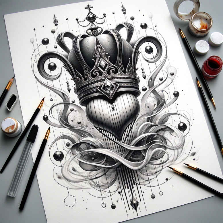 crowns-and-diamonds tattoo design ideas whisper line precious stone motifs for biceps